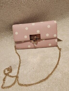 NWT Ted Baker Pink Polka Dot Crossbody Clutch